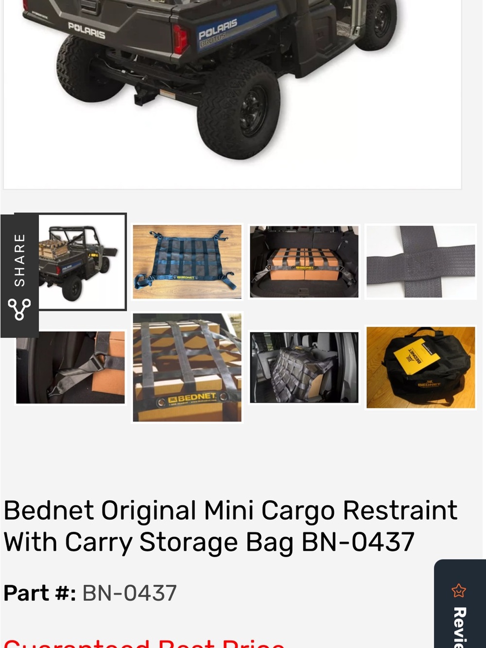 Bednet Original Mini Cargo Restraint With Carry Storage Bag BN-0437